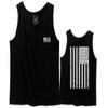 0092. White Vintage American Flag United States America USA us Military Patriotic Men's Tank Top (Black, Large) view 1