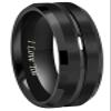CROWNAL 4mm 6mm 8mm Black Tungsten Wedding Band Ring Men Women Beveled edges Polished Grooved Center Engraved I Love You Size 3.5 To 17 (8mm,13) view 1