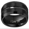 CROWNAL 4mm 6mm 8mm Black Tungsten Wedding Band Ring Men Women Beveled edges Polished Grooved Center Engraved I Love You Size 3.5 To 17 (8mm,13) view 2