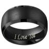 CROWNAL 4mm 6mm 8mm Black Tungsten Couple Wedding Bands Rings Men Women Dome Brushed Finish Beveled Edges Engraved I Love You Size 3.5 To 17 (6mm,7) view 2