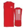 0092. White Vintage American Flag United States America USA us Military Patriotic Men's Muscle Tank Sleeveles t Shirt (Red X Large) view 1