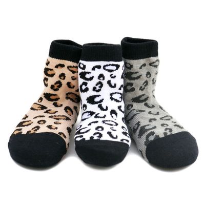 Born to Love Boy's Organic Cotton Skull Sock Set 2 to 3 Years, leopard print
