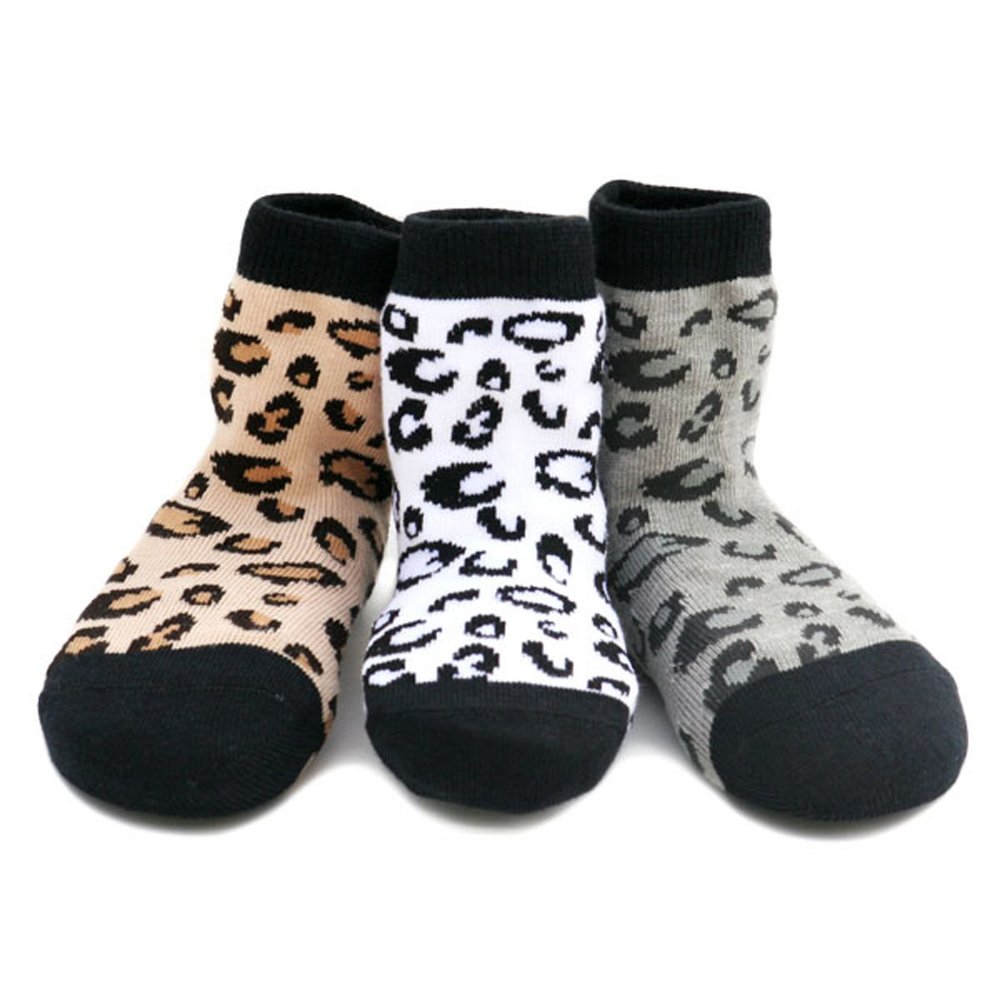 Born to Love Boy's Organic Cotton Skull Sock Set 2 to 3 Years, leopard print