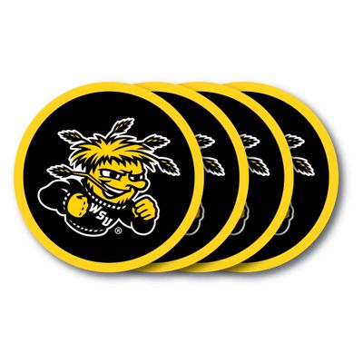 Duck House NCAA Wichita State Shockers Vinyl Coaster Set (Pack of 4) White
