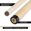 Action VAL34 Value Series Pool Cue - 58" Cue - Hard Maple Shaft with 13mm Boar Skin Tip - Natural Maple with Blue, Grey, Dark Grey and Blue Weaved Rings, 21oz view 4
