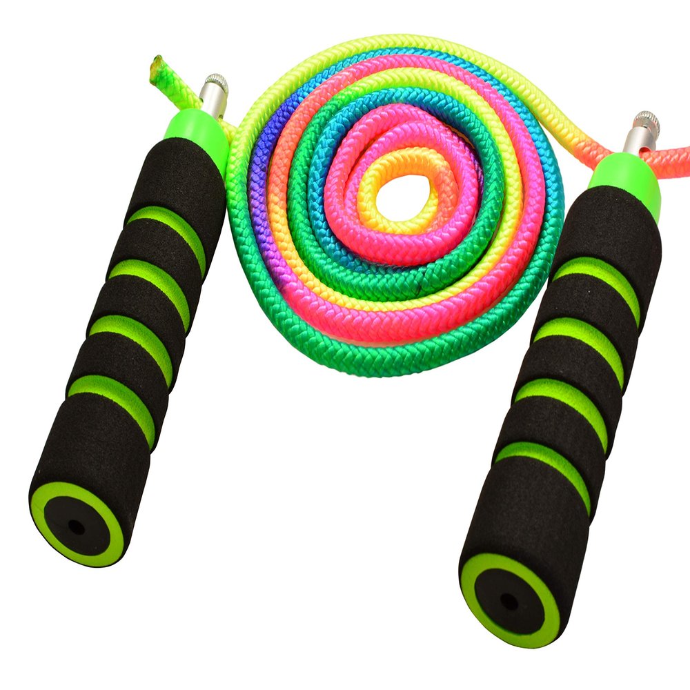 Anna's Rainbow Rope Kids Jump Rope Durable Child Friendly Skipping Rope - Exercise Toy for Playground with Lightweight Foam Handles and Vibrant Colors - 8ft Tie Dye