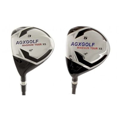 AGXGOLF Men's Left Hand Magnum XS 3 + 5 Fairway Woods Set: Graphite Shafts + Head Covers: Stiff Flex, Cadet Length: Built in The USA