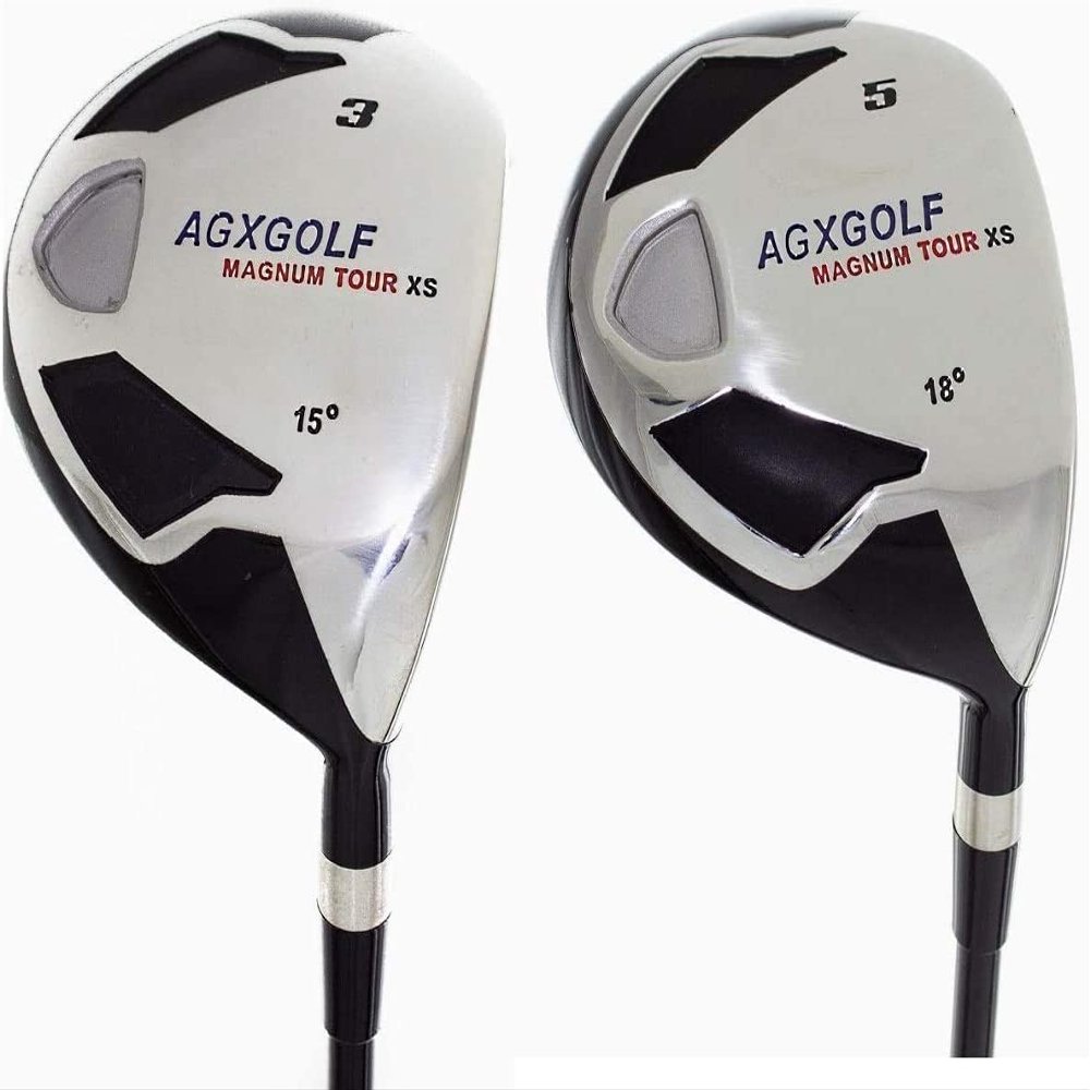 AGXGOLF Men's Left Hand Magnum XS 3 + 5 Fairway Woods Set: Graphite Shafts + Head Covers: Regular Flex, XTall Length: Built in The USA