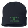 One Size Navy Cuffed Kiss Me I'm Irish Embroidered Cuffed Knit Beanie Cap view 2