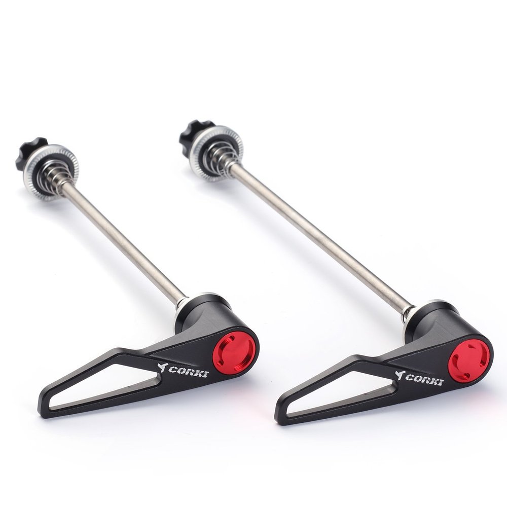 corki Cycles Titanium Quick Release Skewer Set - Upgraded Ratchet/Wrench Design, for MTB & Road Bikes