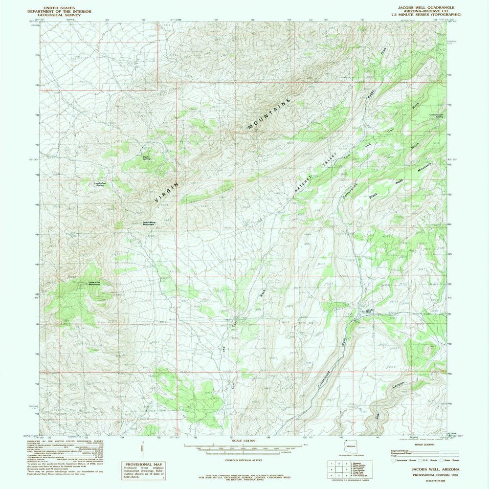 Jacobs Well AZ topo map, 1:24000 Scale, 7.5 X 7.5 Minute, Historical, 1985, Updated 1985, 26.9 x 22 in - Tyvek