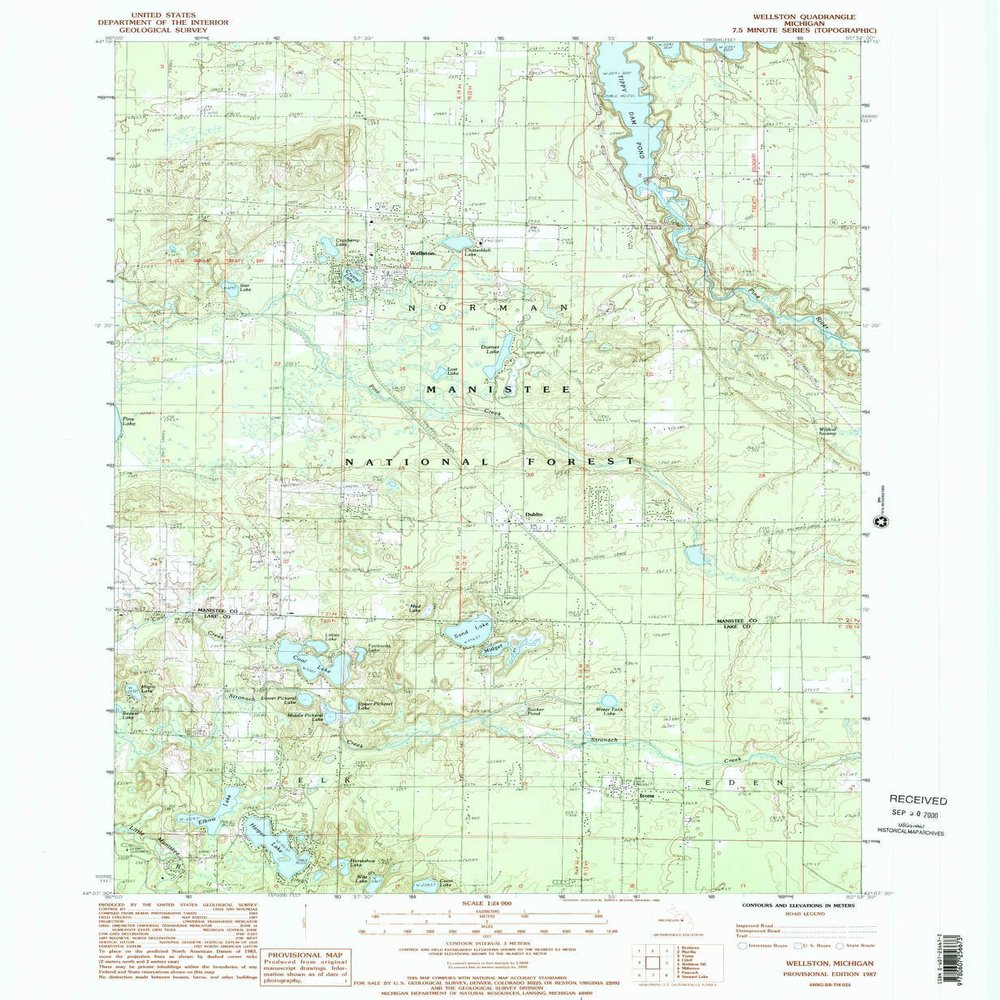 Wellston MI topo map, 1:24000 Scale, 7.5 X 7.5 Minute, Historical, 1987, Updated 1988, 26.8 x 22 in - Tyvek