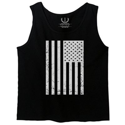 0093. Vintage White American Flag United States America USA Military Patriotic Style Men's Tank Top (Black, Small)