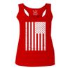 0093. Vintage White American Flag United States America USA Military Patriotic Style Women's Tank Top Racerback (Red, Small) view 1