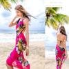 Belyee Fuschia Chiffon Wrap Summer Beach Dress Long Swimwear Cover-up for Women view 4
