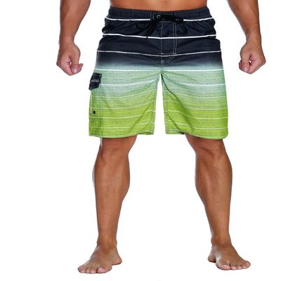 unitop Men's Colortful Striped Swim Trunks House Beach Board Shorts with Lining Yellow-30