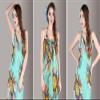 Belyee Women Chiffon Beach Bikini Cover Up Green Swimsuit Wrap Boho Beachwear view 3