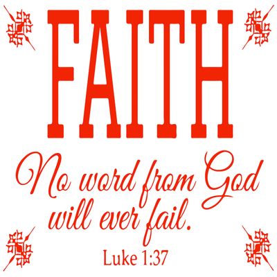 Omega Products Corporation Luke 1:37 Faith no Word from god Will Ever Fail Vinyl Decal Sticker Quote - Large - Orange Red