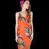 Belyee Girl's Spaghetti Straps Backless Cover Up Orange Beach Dress Bikini Wrap view 3