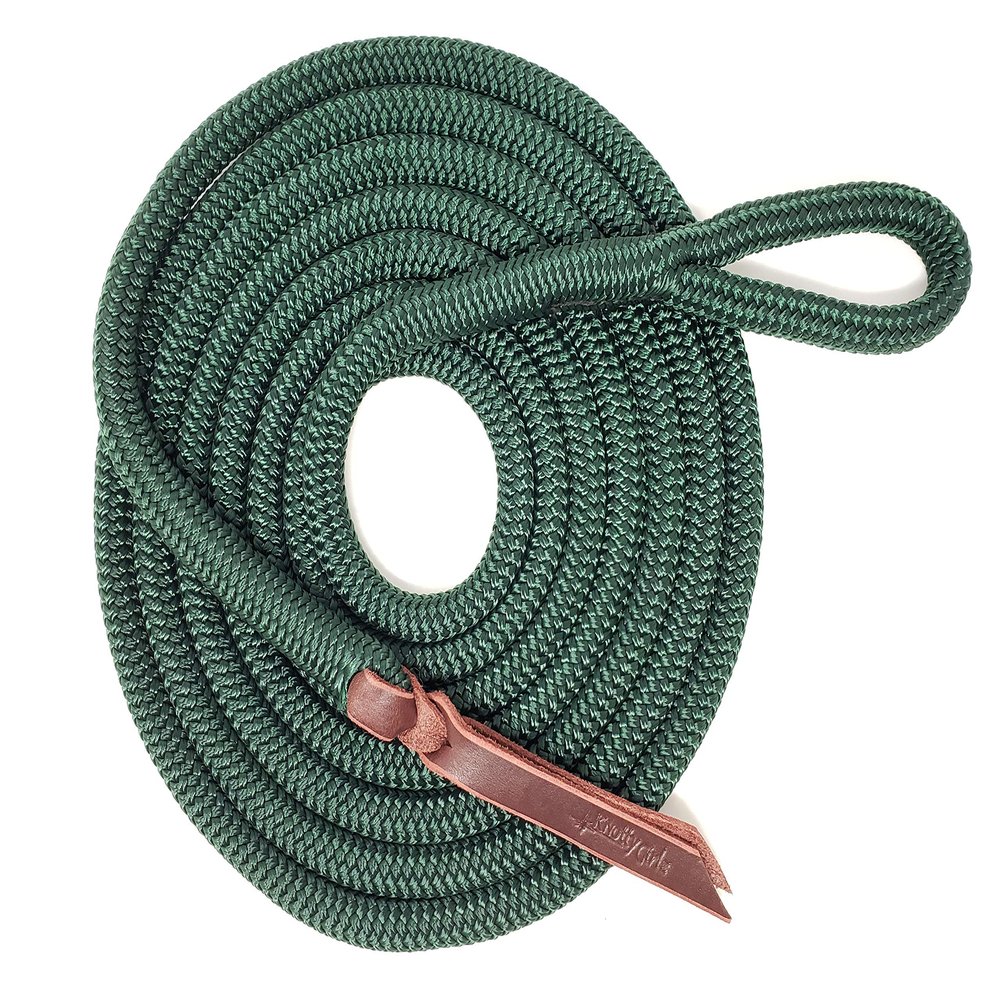 Knotty Girlz Double Braid Lead Rope with Eye Splice Loop, 12-14FT Lengths (Hunter Green, 12 ft.)