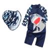 Baby Boys Kids Long Sleeve UV Sun Protection Rash Guards Swimsuit with Hat Navy, 2-3T view 1
