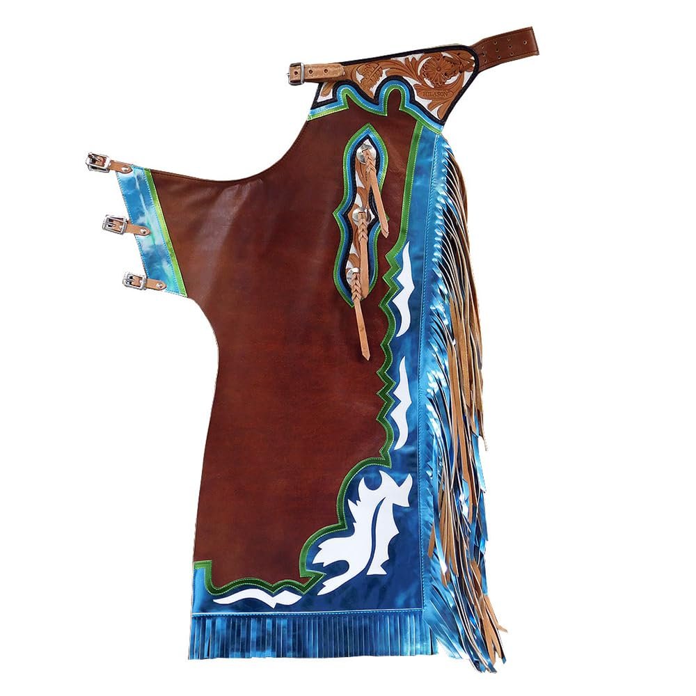 HILASON Western Horse Bull Riding Genuine Leather Rodeo Chaps | for Men and Women Unisex