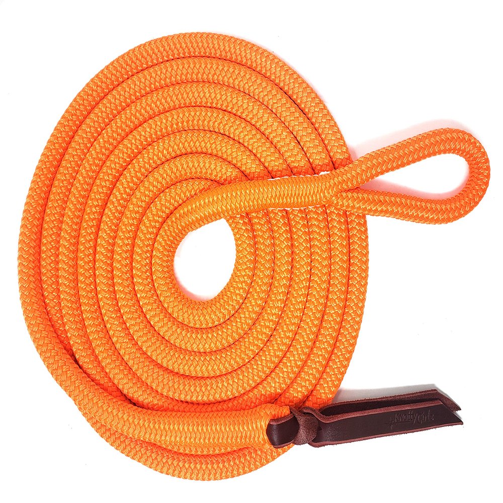 Knotty Girlz Double Braid Lead Rope with Eye Splice Loop, 12-14FT Lengths (Neon Orange, 12 ft.)