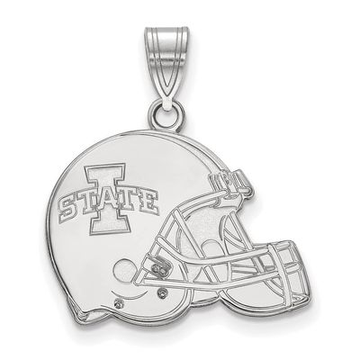 10k White Gold Logoart Iowa State University Football Helmet Pendant