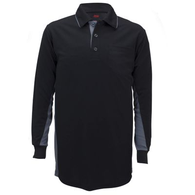 Adams USA MLB Style Long Sleeve Baseball Umpire Shirt - Sized for Chest Protector, Black, Small