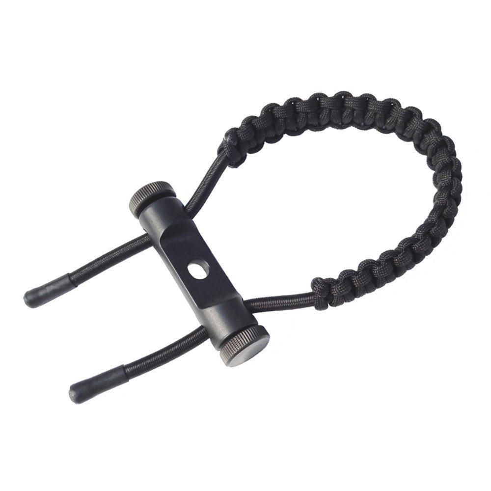 ZSHJG Archery Bow Wrist Sling Survival Sling Hunting Shooting Adjustable Bow Braided Strap Rope for Compound Bow (Black)