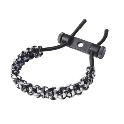 ZSHJG Archery Bow Wrist Sling Survival Sling Hunting Shooting Adjustable Bow Braided Strap Rope for Compound Bow (Black and White)