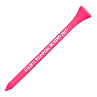 1000 Personalized Custom Wood Golf Tees - 1 Color Imprint 2-1/8" Citrus Pink
