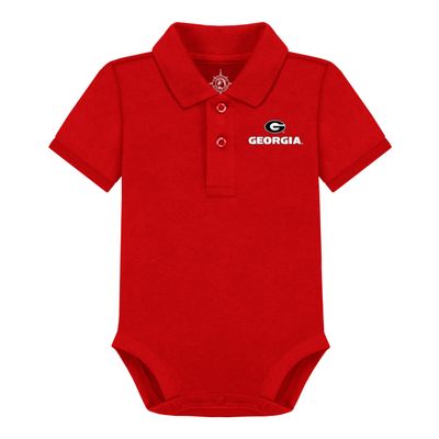 Creative Knitwear College Baby Polo Bodysuit Solid - Georgia Bulldogs Logo, Red, for Boys & Girls, 3-6 Months