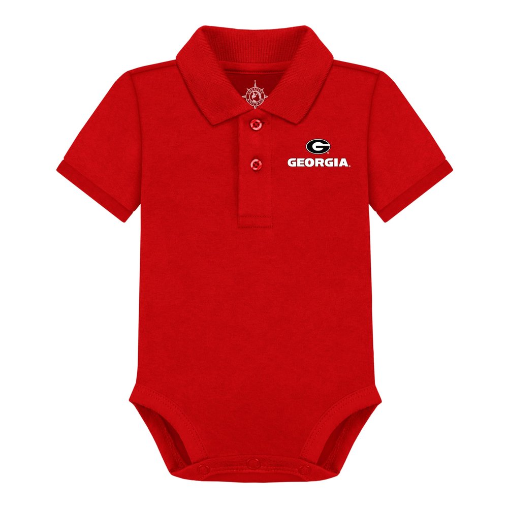 Creative Knitwear College Baby Polo Bodysuit Solid - Georgia Bulldogs Logo, Red, for Boys & Girls, 3-6 Months