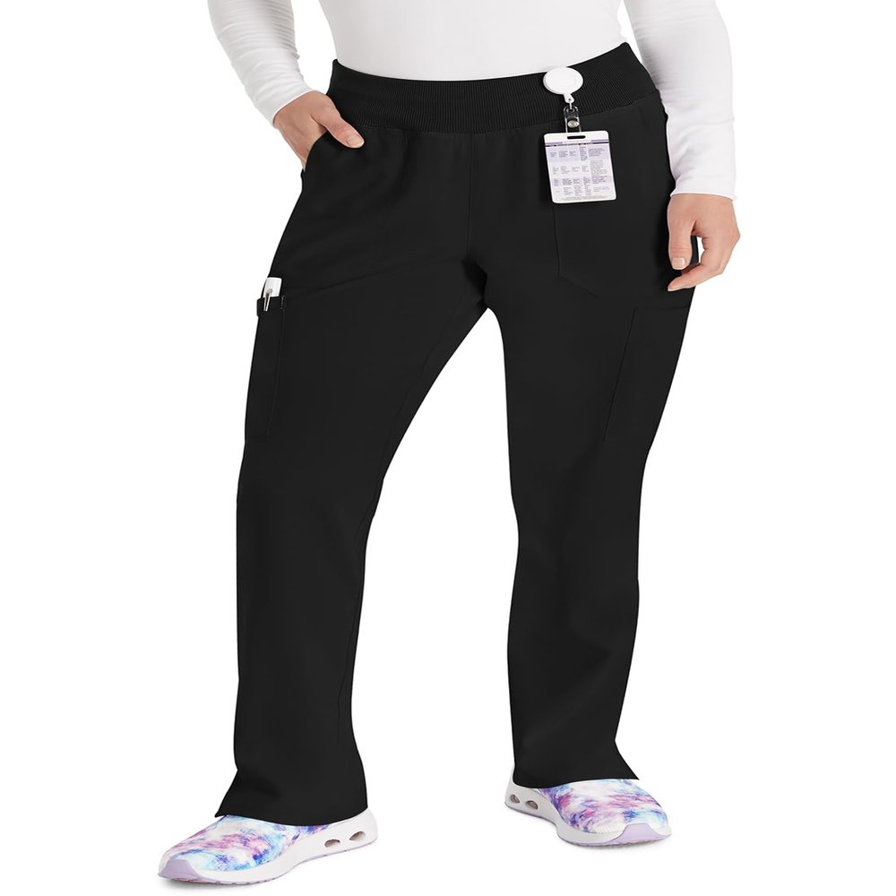 Dickies EDS Essentials Women Scrubs Pant Natural Rise Tapered Leg Pull-on DK005, XXS, Black