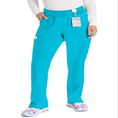 EDS Essentials Pull-On Scrubs for Women, Yoga-Inspired DK005P, XL Petite, Turquoise