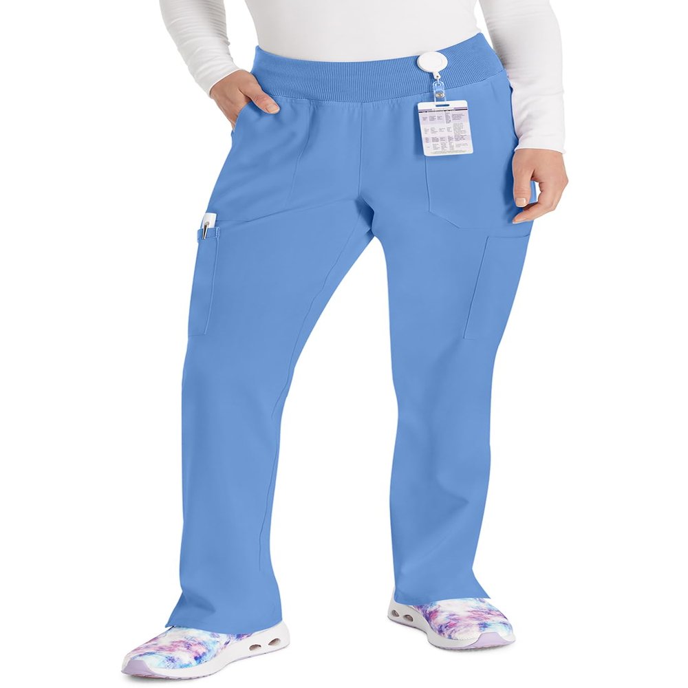 Dickies EDS Essentials Women Scrubs Pant Natural Rise Tapered Leg Pull-on Plus Size DK005, 3XL, Ciel