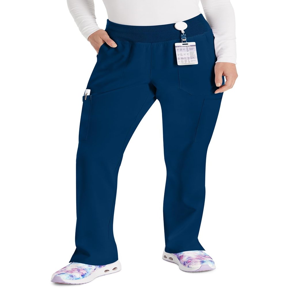 Dickies EDS Essentials Women Scrubs Pant Natural Rise Tapered Leg Pull-on Plus Size DK005P, 2XL Petite, Navy