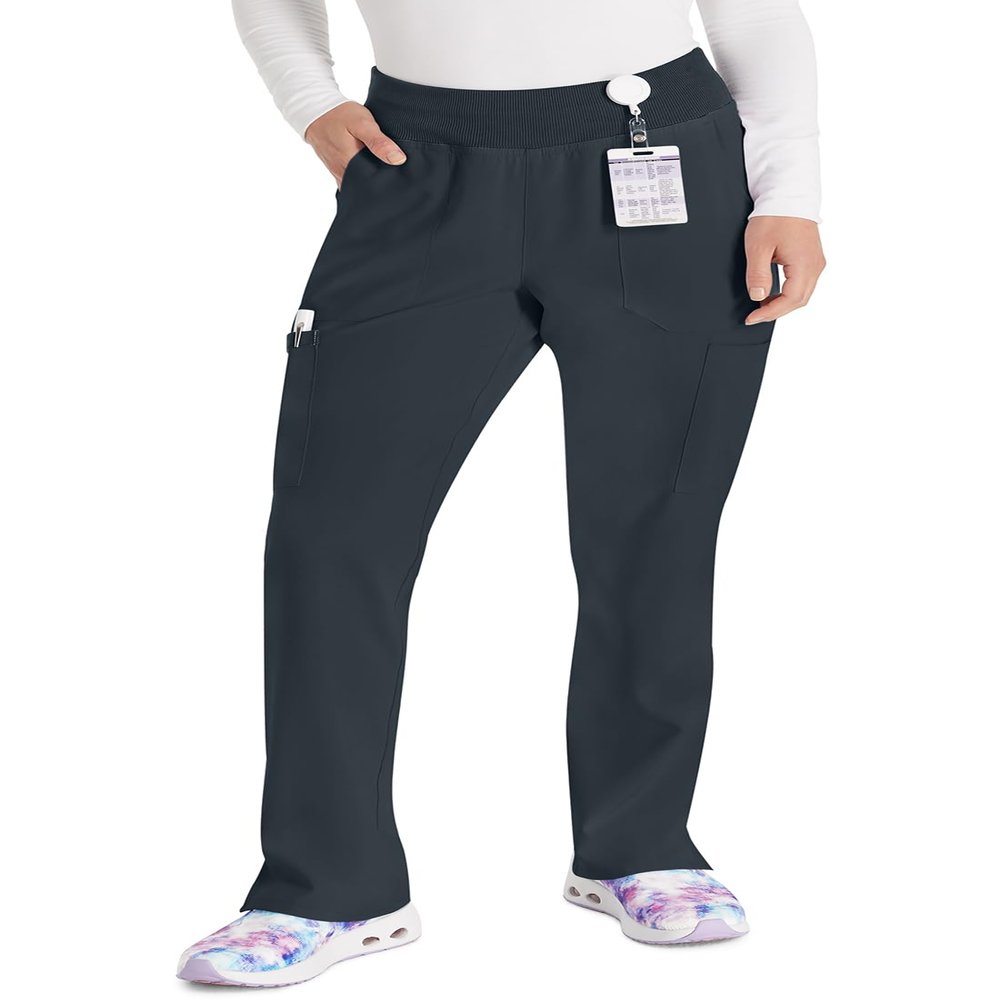 Dickies EDS Essentials Women Scrubs Pant Natural Rise Tapered Leg Pull-on Plus Size DK005, 2XL, Pewter