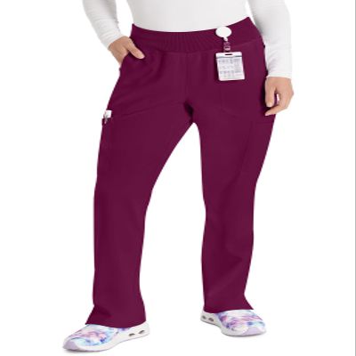 Dickies EDS Essentials Women Scrubs Pant Natural Rise Tapered Leg Pull-on DK005P, S Petite, Wine