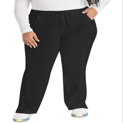 EDS Essentials Scrubs for Women, Drawstring Cargo Scrub Pants DK010P, XL Petite, Black
