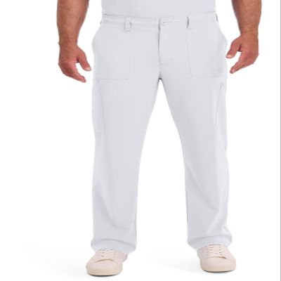 Dickies Scrub Pant for Men Natural Rise Drawstring Bottoms with 6 Pockets and Back Elastic Waistband - DK015, M, White