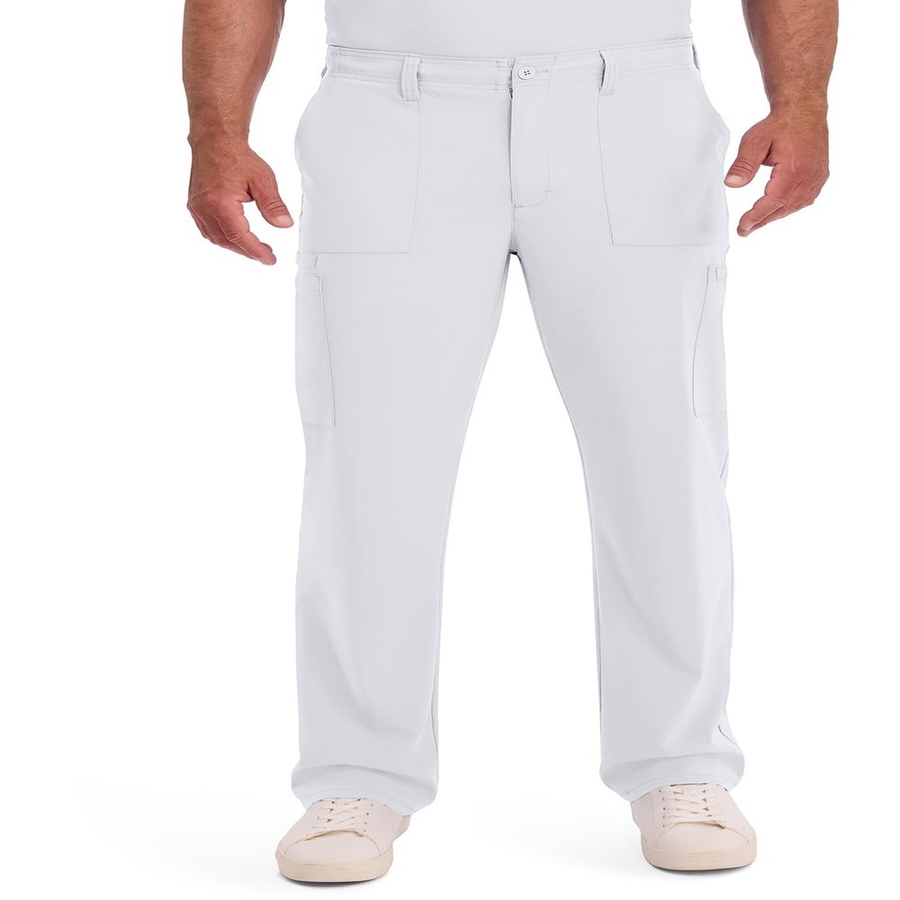 Dickies Scrub Pant for Men Natural Rise Drawstring Bottoms with 6 Pockets and Back Elastic Waistband - DK015, M, White