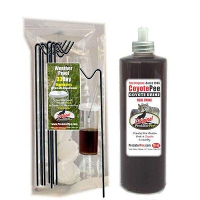 PredatorPee 100% Pure Coyote Urine 16oz Bottle Combo with 33 Day Dispensers