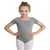 WEGETIT Gymnastics Leotards for Girls Ballet Dance Toddler Leotard Short Sleeve Bodysuit (Gray, 2-4T) view 1