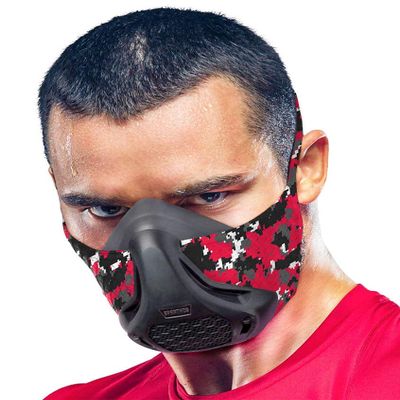 Sparthos High Altitude Mask for Training  for Gym Workout, Running, Cyclist, Cardio - Fitness Hypoxic Resistance Mask 2 3  Urban Lung Exercise Face X Men Paintball [Red Camo + Case]