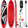 Goplus Inflatable Stand up Paddle Board Surfboard SUP Board with Adjustable Paddle Carry Bag Manual Pump Repair Kit Removable Fin for All Skill Levels, 6" Thick (Red, 11 FT) view 1