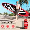 Goplus Inflatable Stand up Paddle Board Surfboard SUP Board with Adjustable Paddle Carry Bag Manual Pump Repair Kit Removable Fin for All Skill Levels, 6" Thick (Red, 11 FT) view 2