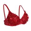 FEESHOW Women's Tribal Glitter Sparkle Belly Dance Beaded Sequined Bra Top for Rave Cabaret Party Red 38/85 view 1