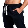 PROGO USA Men's Joggers Sweatpants Basic Fleece Marled Jogger Pant Elastic Waist (Medium, Black (Slanted Pocket)) view 2